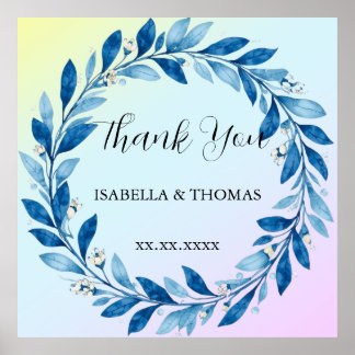 Elegant Victorian Navy Blue Daisy Floral Botanical Poster