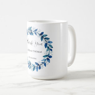 Elegant Victorian Navy Blue Lily Floral Botanical Coffee Mug