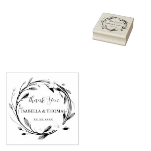 Elegant Victorian Navy Blue Lily Floral Botanical Rubber Stamp