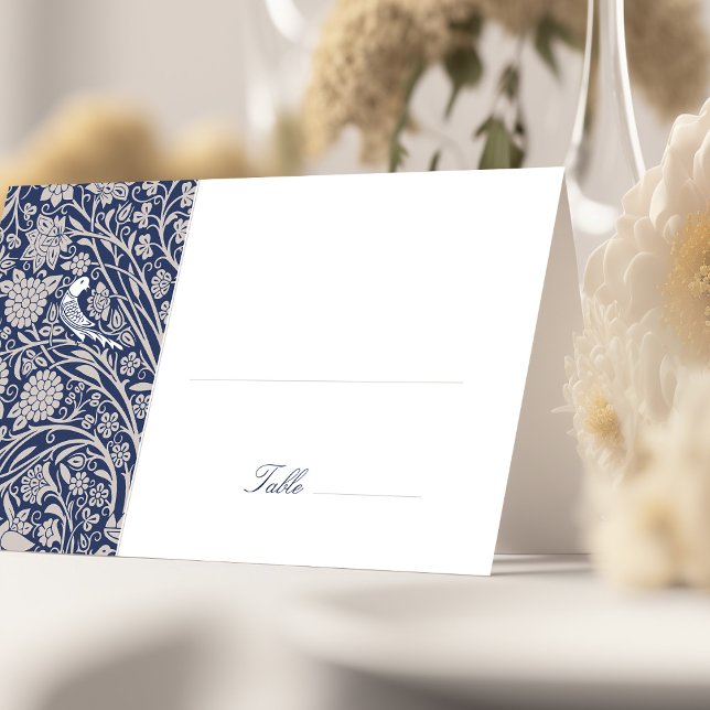 Elegant Victorian Navy Wedding Place Card (Creator Uploaded)