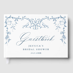 Elegant Victorian Ornate Blue Floral Bridal Shower Guest Book