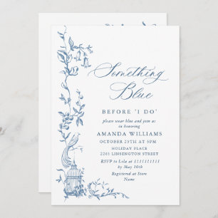 Elegant Victorian Ornate Blue Floral Bridal Shower Invitation