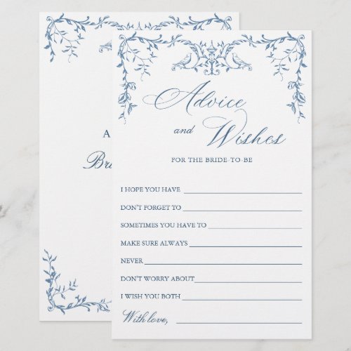 Elegant Victorian Ornate Blue Wishes & Advice Card