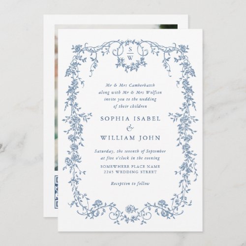 Elegant Victorian Ornate Frame Wedding QR code Invitation