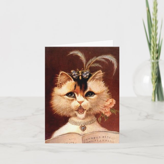 ELEGANT VICTORIAN PARLOR CAT w/ MUSIC ~ CARD (Front)