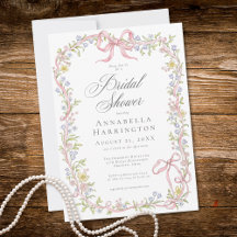 Elegant Victorian Pastel Floral Bow Bridal Shower