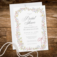 Elegant Victorian Pastel Floral Bow Bridal Shower