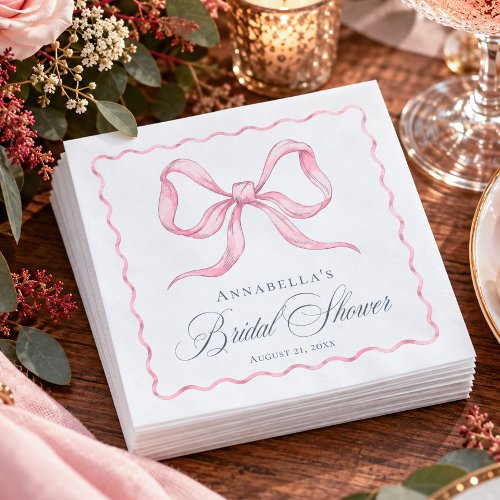Elegant Victorian Pastel Floral Bow Bridal Shower Napkins