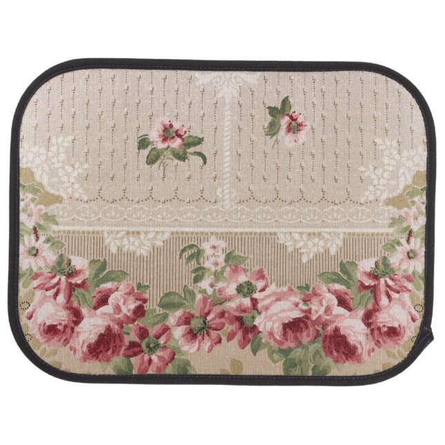 Elegant Victorian Pink Floral Car Floor Mat (Rear)