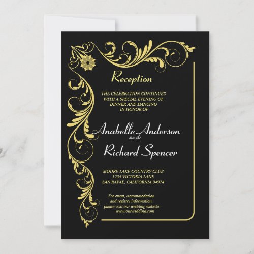 Elegant Victorian Reception Wedding  Invitation