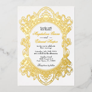 Elegant Victorian Romantic Ornate Frame Wedding Foil Invitation
