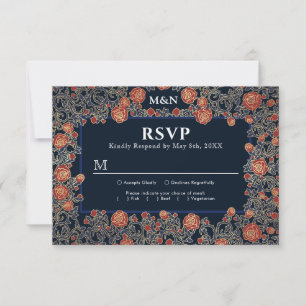Elegant Victorian Rose Gold Foil Wedding RSVP Card
