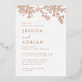 Elegant Victorian Rose Gold Wedding  Foil Invitation