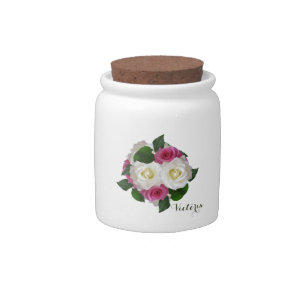 Elegant Victorian Roses Money Candy Jar