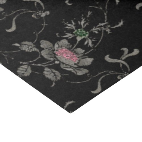 Elegant Victorian Roses on Black Background Tissue Paper