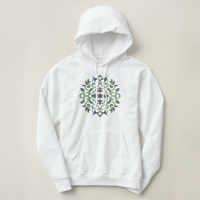 Elegant Victorian Scrollwork Emrboidered Hoodie (Design Front)