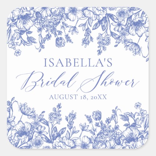 Elegant Victorian Something Blue Bridal Shower Square Sticker