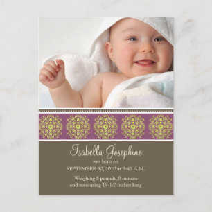 Elegant Victorian Stamp Birth Announcement :: 02 Postcard