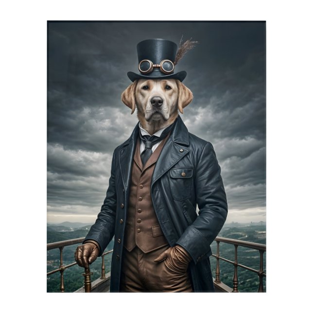 Elegant Victorian Steampunk Labrador Dog Art (Front)