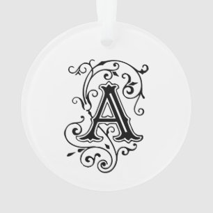 Elegant Victorian Style Letter A Monogram Ornament
