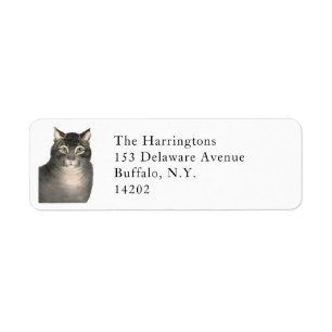 Elegant Victorian Tabby Cat Return Address Label
