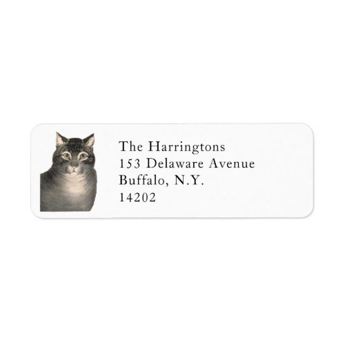 Elegant Victorian Tabby Cat Return Address  Label