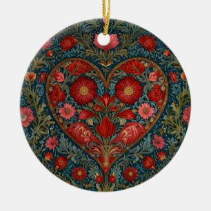 Elegant Victorian Valentines Day heart design Ceramic Ornament
