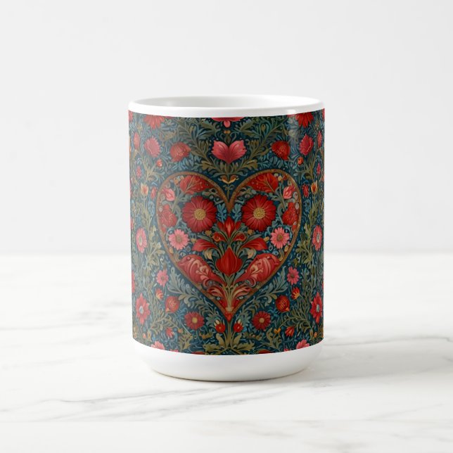 Elegant Victorian Valentines Day heart design Coffee Mug (Center)