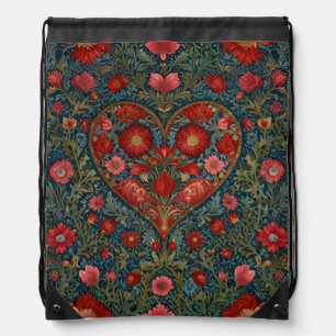 Elegant Victorian Valentines Day heart design Drawstring Bag