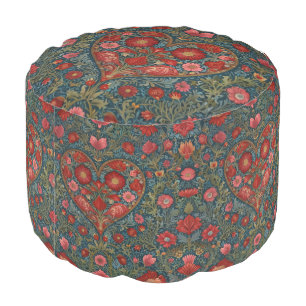 Elegant Victorian Valentines Day heart design Pouf