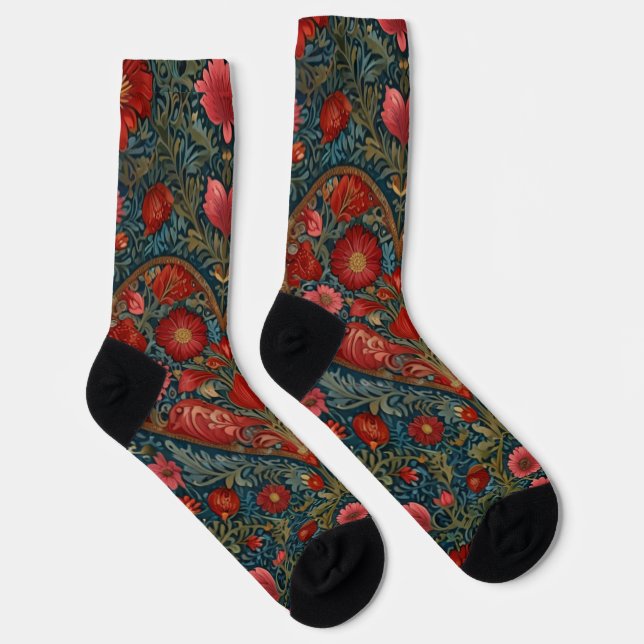Elegant Victorian Valentines Day heart design Socks (Right)