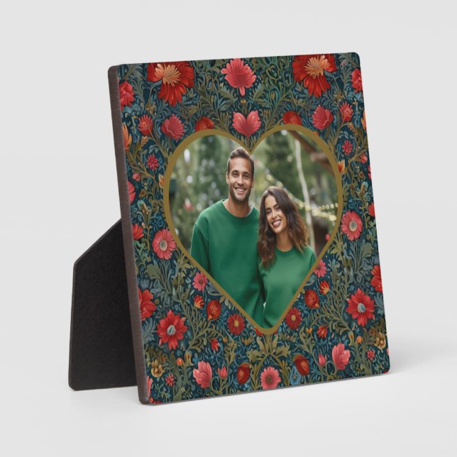 Elegant Victorian Valentines heart photo template Plaque (Front)