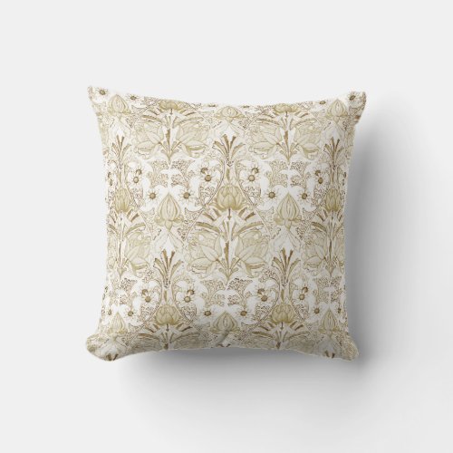 Elegant Victorian Vintage Beige Flowers Pattern Throw Pillow