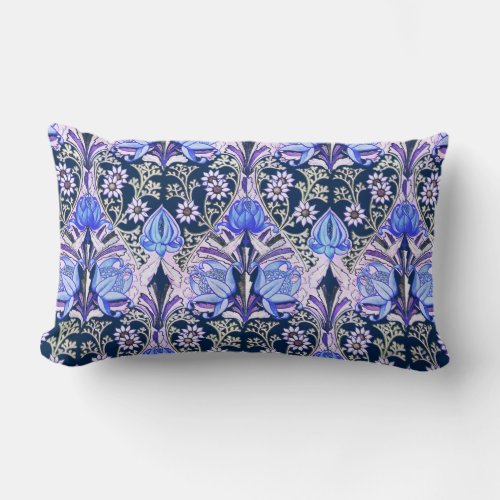 Elegant Victorian Vintage Blue Flowers Pattern Lumbar Pillow