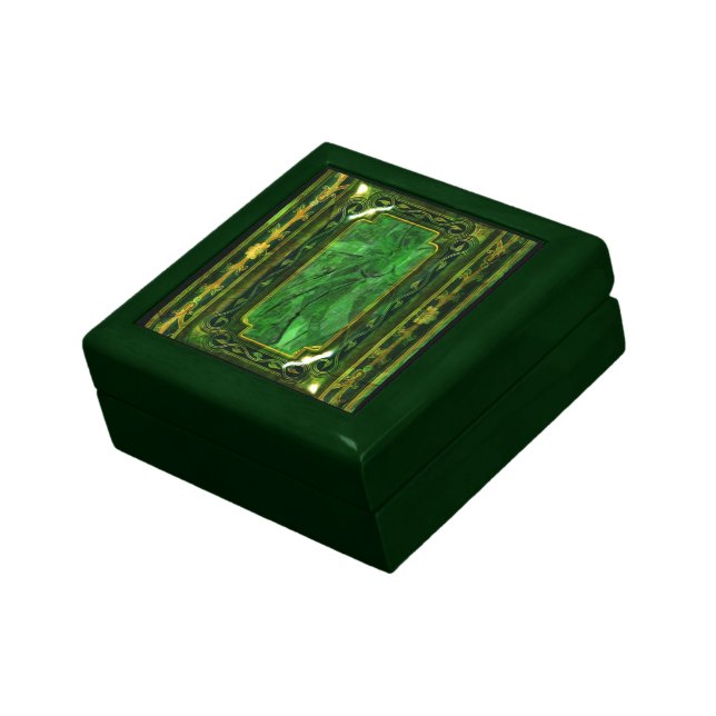Elegant victorian vintage green jade jewelry box (Side)
