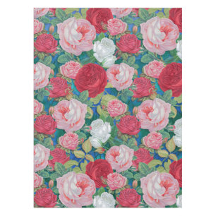 Elegant Victorian Watercolor Red and Pink Roses Tablecloth