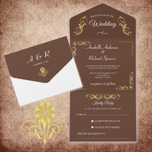 Elegant Victorian Wedding All In One Invitation