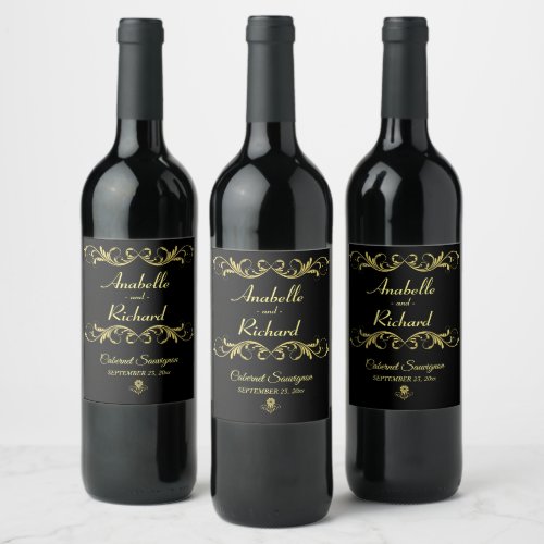 Elegant Victorian Wedding Bottle Favor Wine Label