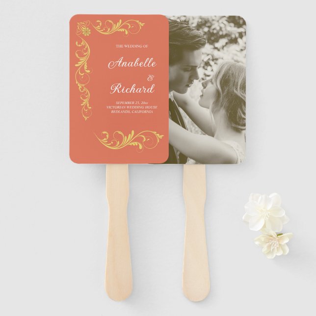 Elegant Victorian Wedding  Hand Fan (Front and Back)