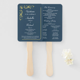 Elegant Victorian Wedding Hand Fan Program