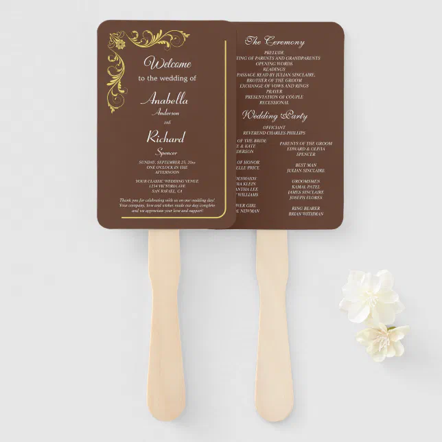 Elegant Victorian Wedding Hand Fan Program | Zazzle