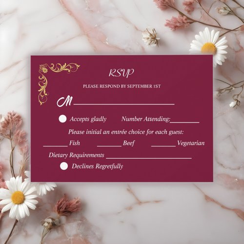 Elegant Victorian  Wedding  RSVP Card