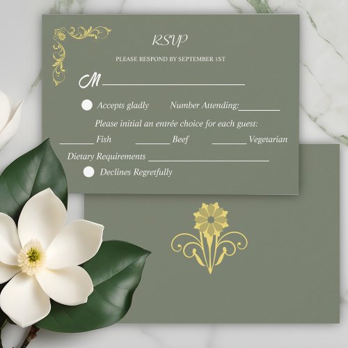 Elegant Victorian  Wedding  RSVP Card