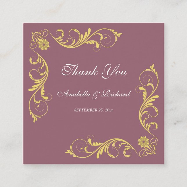 Elegant Victorian Wedding Thank You Enclosure Card (Front)