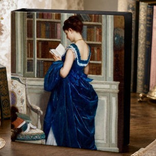 Elegant Victorian Woman Reading in Library  3 Ring Binder