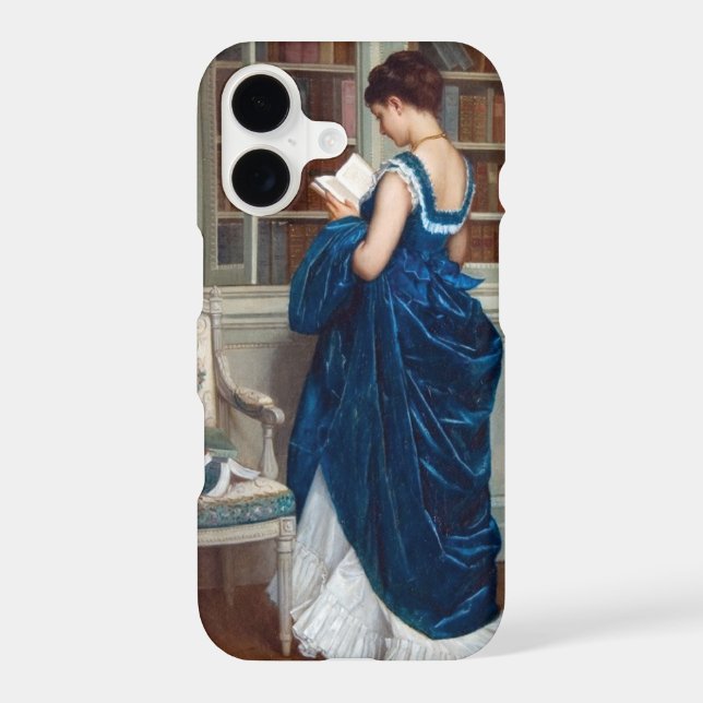 Elegant Victorian Woman Reading in Library  Case-Mate iPhone Case (Back)
