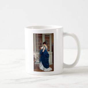 Elegant Victorian Woman Reading in Library  Coffee Mug