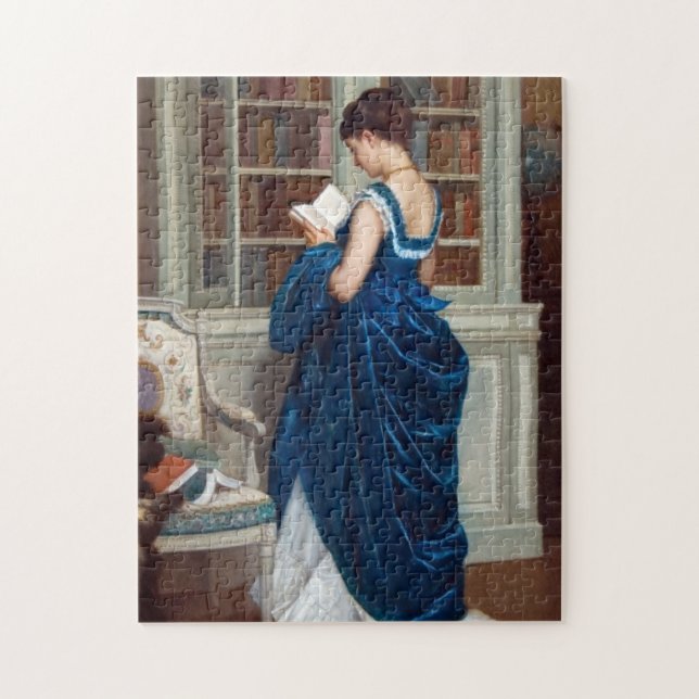 Elegant Victorian Woman Reading in Library  Jigsaw Puzzle (Vertical)