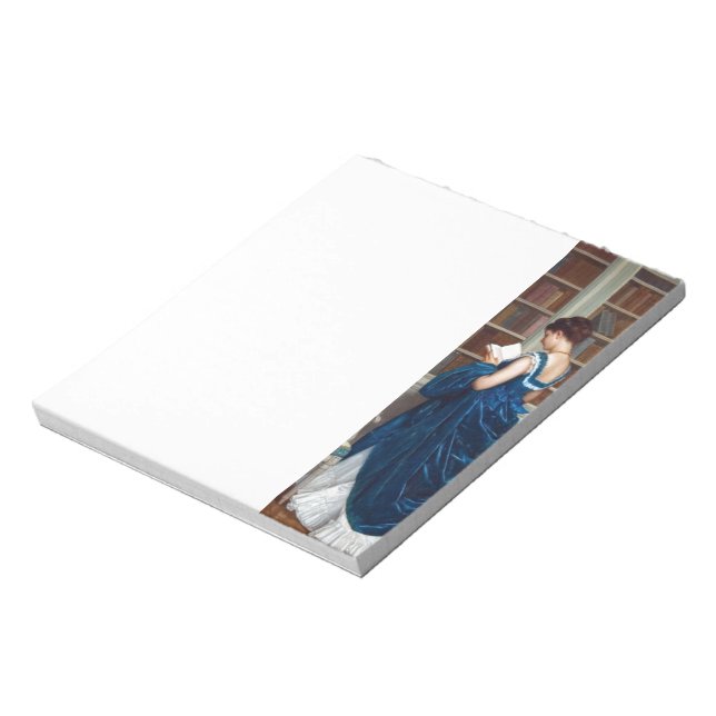 Elegant Victorian Woman Reading in Library  Notepad (Rotated)