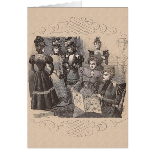 Elegant Victorian Women Reading Fashion Magazines (Front)